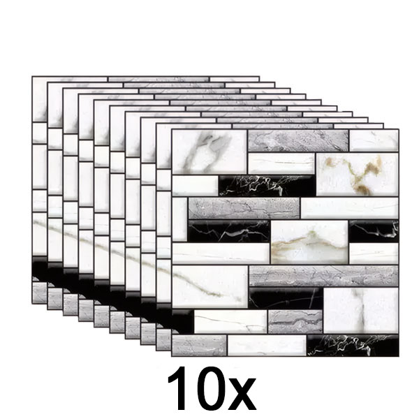 1x 3D-Wandaufkleber mit Marmoroptik (10 Stück/0,9 m²) | MARBLEBLOCKS